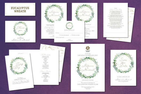 Eucalyptus Wreath stationery theme