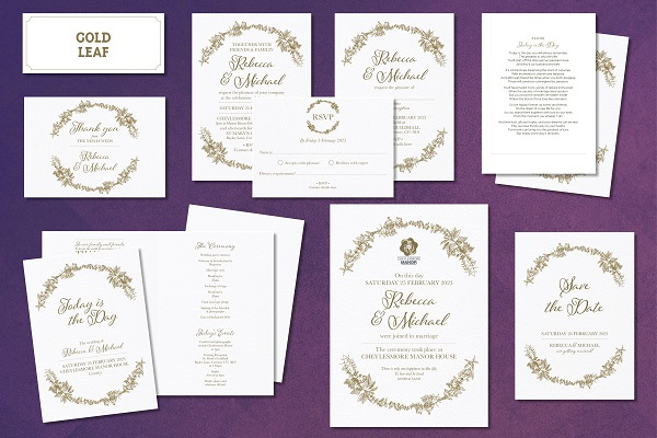 Gold Leaf stationery theme