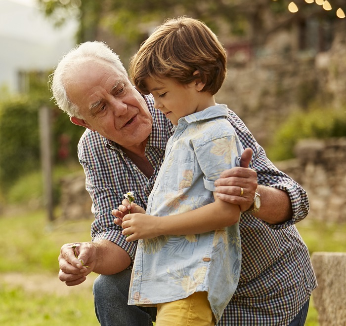 Old man and young child